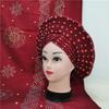 Shawl Scarf Beaded lace Sewing Fabric for Party+African headties Nigerian gele headties with Stones Women Head wrap by MSB Fabric Color 748 view 1
