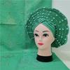 Head wrap African headtie Nigerian gele headties with Stones +Shawl Women Scarf Beaded lace Sewing Fabric for Party by MSB Fabric Color 833 view 1