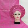 Head wrap African headtie Nigerian gele headties with Stones +Shawl Women Scarf Beaded lace Sewing Fabric for Party by MSB Fabric Color 834 view 4