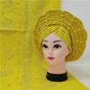 Shawl Scarf Beaded lace Sewing Fabric for Party+African headties Nigerian gele headties with Stones Women Head wrap by MSB Fabric Color 754 view 1