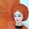Head wrap African headtie Nigerian gele headties with Stones +Shawl Women Scarf Beaded lace Sewing Fabric for Party by MSB Fabric Color 825 view 3