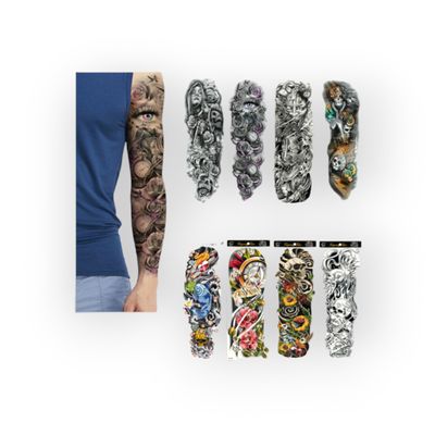 10 Sheets Fake Temporary Tattoo Large Full Arm Sticker Waterproof Black Color (Variety Exquisite Temporary Tattoo Stickers)