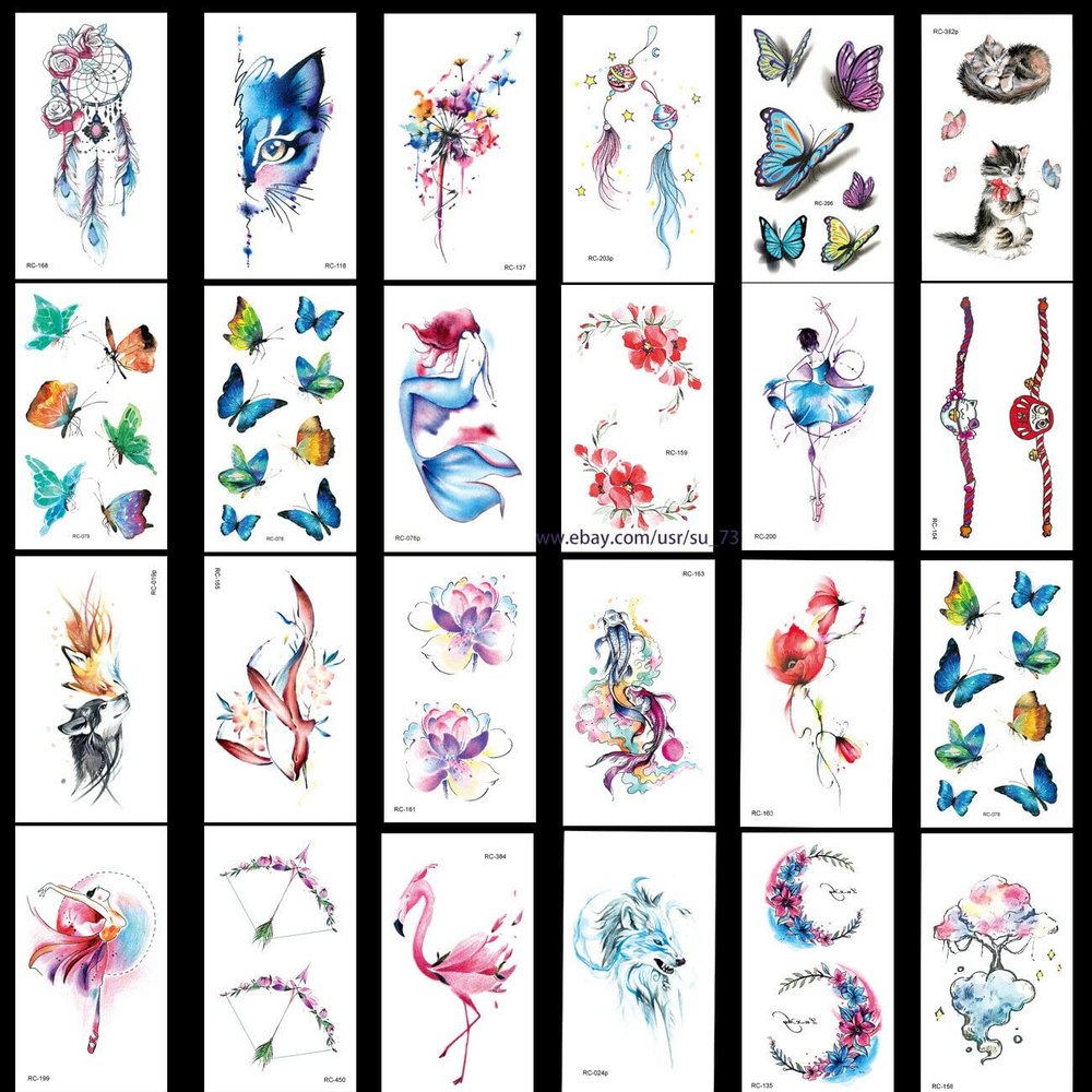12 Sheets Flowers Butterfly Waterproof Body Temporary Tattoos Stickers US (Variety Exquisite Temporary Tattoo Stickers)