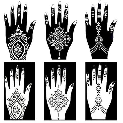 20 Reusable Temporary Tools India Henna Template Hand Body Art Tattoo Stencils (Variety Exquisite Temporary Tattoo Stickers)