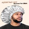 mikimini Satin Bonnet Pack of 2 for Men and Women, Reversible Double Layer Sleeping Silk Bonnet for Curly Hair Braids with Adjustable Widened Elastic Band Super Large Soft(XL, Chocolate/Silver) view 2