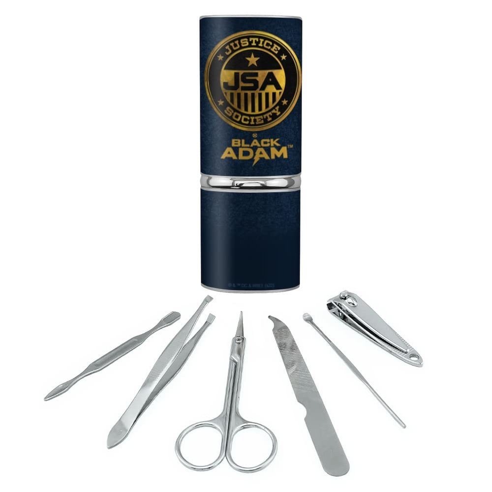 Black Adam Justice Society Stainless Steel Manicure Pedicure Grooming Beauty Care Travel Kit
