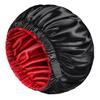 mikimini Satin Bonnet for Men and Women, Reversible Double Layer Sleeping Bonnet for Hair Braids with Anti-slip Adjustable Elastic Band Super Soft (XL, Black/Red) view 1