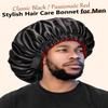 mikimini Satin Bonnet for Men and Women, Reversible Double Layer Sleeping Bonnet for Hair Braids with Anti-slip Adjustable Elastic Band Super Soft (XL, Black/Red) view 2