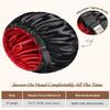 mikimini Satin Bonnet for Men and Women, Reversible Double Layer Sleeping Bonnet for Hair Braids with Anti-slip Adjustable Elastic Band Super Soft (XL, Black/Red) view 4