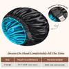 mikimini Satin Bonnet for Men and Women, Reversible Double Layer Sleeping Bonnet for Hair Braids with Anti-slip Adjustable Elastic Band Super Soft (XL, Black/Blue) view 2