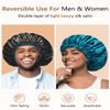 mikimini Satin Bonnet for Men and Women, Reversible Double Layer Sleeping Bonnet for Hair Braids with Anti-slip Adjustable Elastic Band Super Soft (XL, Black/Blue) view 4
