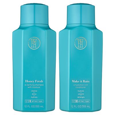 TPH BY TARAJI Cleanse Bundle | Make it Rain Hydrating Conditioner with Aloe & Honey and Honey Fresh Clarifying Shampoo for Buildup with Aloe, Honey | Sulfate Free, Color Safe, White