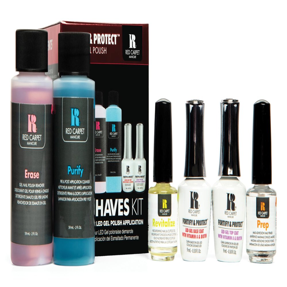 Red Carpet Manicure Fortify & Protect Kit  Essentials for UV/LED Gel Application. Vitamin A & Biotin Infused, Long-Lasting, Chip-Resistant Manicure (Fortify & Protect Must Haves Kit)