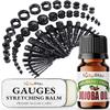 BodyJ4You 55PC Ear Stretching Kit 14G-12mm - Aftercare Jojoba Oil Ear Stretching Balm - Black White Acrylic Plugs Gauge Tapers Silicone Tunnels - Lightweight Expanders Men Women view 1