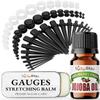 BodyJ4You 55PC Ear Stretching Kit 14G-12mm - Aftercare Jojoba Oil Ear Stretching Balm - Black White Acrylic Plugs Gauge Tapers Silicone Tunnels - Lightweight Expanders Men Women view 1