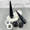 BodyJ4You 55PC Ear Stretching Kit 14G-12mm - Aftercare Jojoba Oil Ear Stretching Balm - Black White Acrylic Plugs Gauge Tapers Silicone Tunnels - Lightweight Expanders Men Women view 2