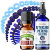 BodyJ4You 51PC Gauges Kit Ear Stretch Aftercare Jojoba Oil Piercing Aftercare Saline Cleanser Spray Wax 14G-12MM Aqua Royal Blue Tunnel Plug Taper view 1