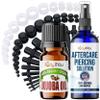 BodyJ4You 55PC Gauges Kit Ear Stretch Aftercare Jojoba Oil Piercing Aftercare Saline Cleanser Spray Wax 14G-12MM Black Taper White Silicone Tunnel Plug view 1