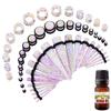 BodyJ4You 55PC Gauges Kit Ear Stretch Aftercare Jojoba Oil Piercing Aftercare Saline Cleanser Spray Wax 14G-12MM Multicolor Splatter Tunnel Plug Taper view 2