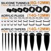 BodyJ4You 55PC Gauges Kit Ear Stretch Aftercare Jojoba Oil Piercing Aftercare Saline Cleanser Spray Wax 14G-12MM Multicolor Splatter Tunnel Plug Taper view 4