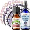 BodyJ4You 55PC Gauges Kit Ear Stretch Aftercare Jojoba Oil Piercing Aftercare Saline Cleanser Spray Wax 14G-12MM Multicolor Glitter Tunnel Plug Taper view 1
