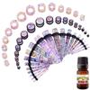 BodyJ4You 55PC Gauges Kit Ear Stretch Aftercare Jojoba Oil Piercing Aftercare Saline Cleanser Spray Wax 14G-12MM Multicolor Glitter Tunnel Plug Taper view 2