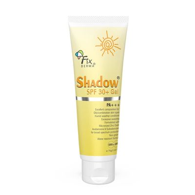Grah Fixderma Shadow Sunscreen SPF 30+ Gel For Oily Skin - Acne Prone, Offers PA+++ Protection, Broad Spectrum UVA and UVB Protection, Water Resistant and Non-Greasy, 75g