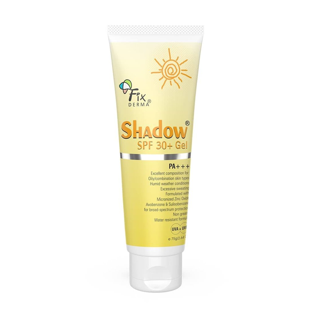 Grah Fixderma Shadow Sunscreen SPF 30+ Gel For Oily Skin - Acne Prone, Offers PA+++ Protection, Broad Spectrum UVA and UVB Protection, Water Resistant and Non-Greasy, 75g