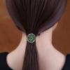 Ezindraw Natural Jade Gemstone Hair Tie, Emerald Jade Hair Elastic Ponytail Rope, Retro Chinese Hair Accessories for Women view 2