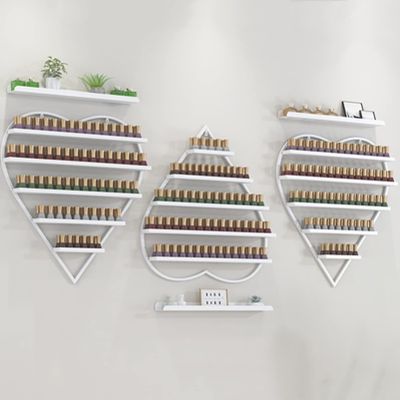 Fadiadem Nail Polish Wall Rack Metal Organizer Display Shelf, Professional Floating Shelves 5 Tiers Holder Stand, Essential Oils/Makeup Cosmetics Storage Box Shelf, for Home Spas Salons