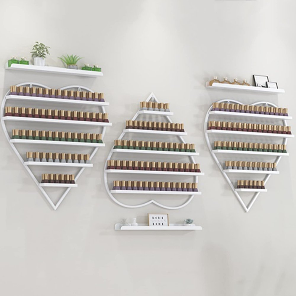 Fadiadem Nail Polish Wall Rack Metal Organizer Display Shelf, Professional Floating Shelves 5 Tiers Holder Stand, Essential Oils/Makeup Cosmetics Storage Box Shelf, for Home Spas Salons
