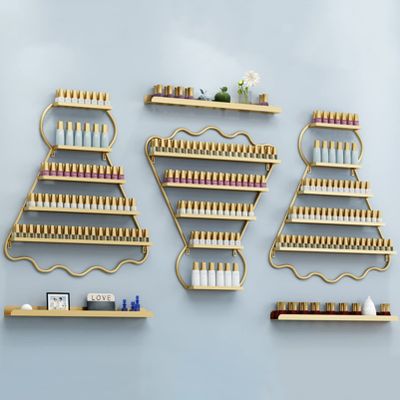 Fadiadem Wall Mounted Metal Rack Nail Polish Organizer Shelf, Essential Oils Holder Stand Makeup Bottles Display Shelves, Paint Organizer, for Home Salon Business Spa