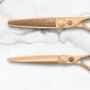 Saki Gold Professional Set of Hair Shears - 6 Inch Set Includes Gold Hair Scissors, Thinning Shears and Razor and Leather Carrying Case view 3