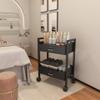 Paddie Salon Trolley Cart, Salon Tray Wooden Mobile Utility Cabinet with 2 Lockable Drawers, Rolling Storage Station Medical Esthetic Supply Holder for Beauty Spa (2 Drawers, Black) view 3