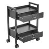 Paddie Salon Trolley Cart, Salon Tray Wooden Mobile Utility Cabinet with 2 Lockable Drawers, Rolling Storage Station Medical Esthetic Supply Holder for Beauty Spa (2 Drawers, Black) view 4