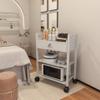 Paddie Salon Trolley Cart, Wooden Mobile Utility Cabinet Lab Cart with 1 Drawer 2 Trays, Rolling Storage Station Beauty Salon Rolling Trolley for Beauty Spa (White) view 3