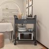 Paddie Salon Trolley Cart, Salon Tray Wooden Mobile Utility Cabinet with 1 Drawer 2 Trays, Rolling Storage Station Medical Esthetic Supply Holder for Beauty Spa (1 Drawer, Black) view 2