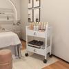 Paddie Salon Trolley Cart, Salon Tray Wooden Mobile Utility Cabinet with 2 Lockable Drawers, Rolling Storage Station Medical Esthetic Supply Holder for Beauty Spa (2 Drawers, White) view 3