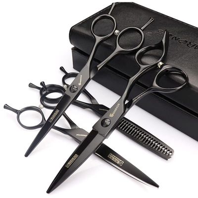 Hair Cutting Scissors, Hair Salon Professional Hairdressing Scissors Set 5.5/6/7 Inch Hairdresser Sliding Hair Cutting Scissors Willow Leaf Cutting (Color : 4PCS set)