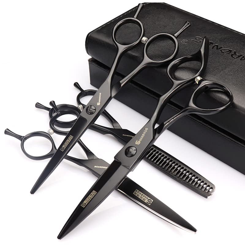 Hair Cutting Scissors, Hair Salon Professional Hairdressing Scissors Set 5.5/6/7 Inch Hairdresser Sliding Hair Cutting Scissors Willow Leaf Cutting (Color : 4PCS set)