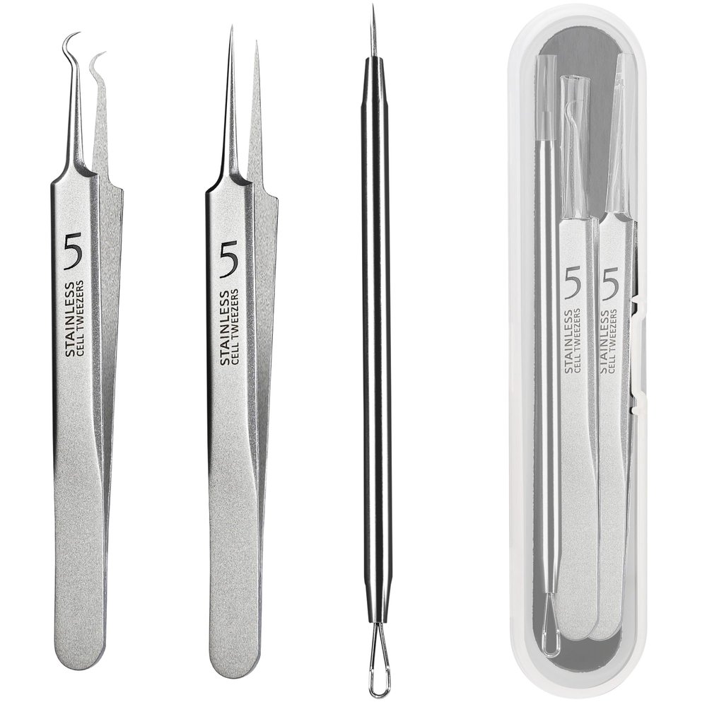 WSYUB Blackhead Tweezers, Milia Remover, Pimple Popper Tool,Ingrown Hair Tweezers, Blackhead Extractor