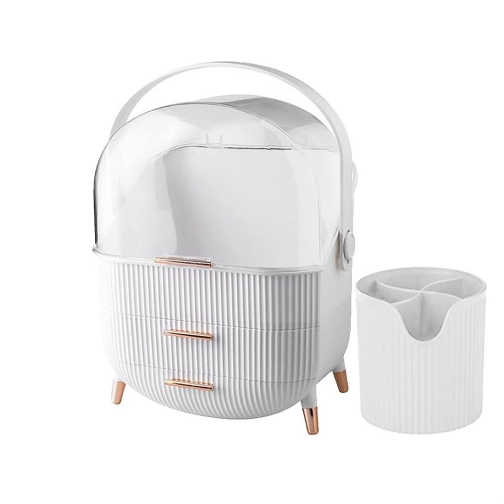 NICHANGHUA Makeup Storage Box Desktop Acrylic Jewelry Cosmetic Organizer Drawer (Color : White)