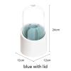 NICHANGHUA Multifunction 360 Rotating Pen Holder Pencil Makeup Brush Bucket Dust-Proof Cosmetic Storage Box Compartment Desktop Organizer (Color : Blue with lid) view 2