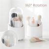 NICHANGHUA Multifunction 360 Rotating Pen Holder Pencil Makeup Brush Bucket Dust-Proof Cosmetic Storage Box Compartment Desktop Organizer (Color : Blue with lid) view 3