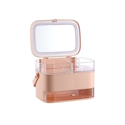 NICHANGHUA Makeup Organizer for Cosmetics,Cosmetic Organizer Holder with Led Mirror, Makeup Storage Box for Lipstick/Cream/mask, (Color : Chocolate)