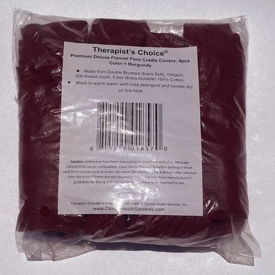 Therapists Choice Premium Flannel Face Rest Covers, for Massage Table Face Cushions, Includes 4 x Fitted Face Rest Cover (Burgundy Face Rest Covers 4pcs)