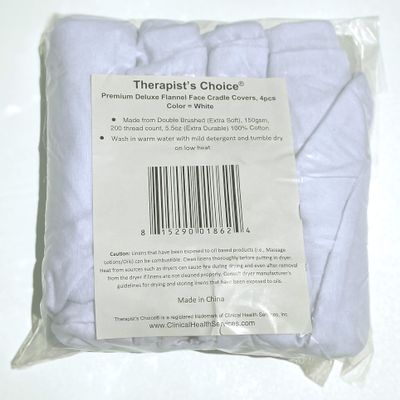 Therapists Choice Premium Flannel Face Rest Covers, for Massage Table Face Cushions, Includes 4 x Fitted Face Rest Covers (White Face Rest Covers 4pcs)