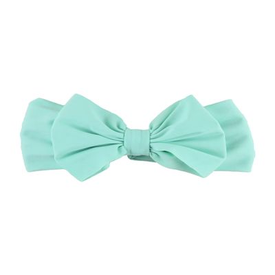RuffleButts Swim Bow Headband - Vintage Aqua - One Size