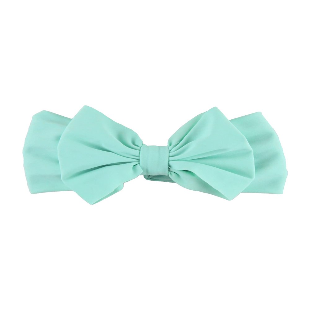 RuffleButts Swim Bow Headband - Vintage Aqua - One Size