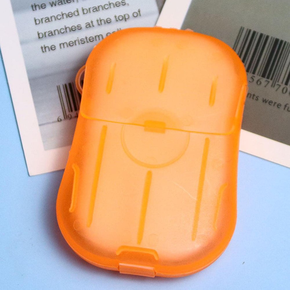 10 Box (200 Sheets) Soap Sheets Portable Disposable Travel Scented Soap Sheets, Foaming Paper, Soap Confetti, Mini Soap Sheets for Indoor, Outdoor, Camping Hiking. Orange